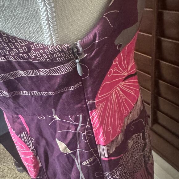 White Stuff Mini Dress Purple Floral Silk blend sleeveless sz 10 Boho lace trim - Picture 4 of 9